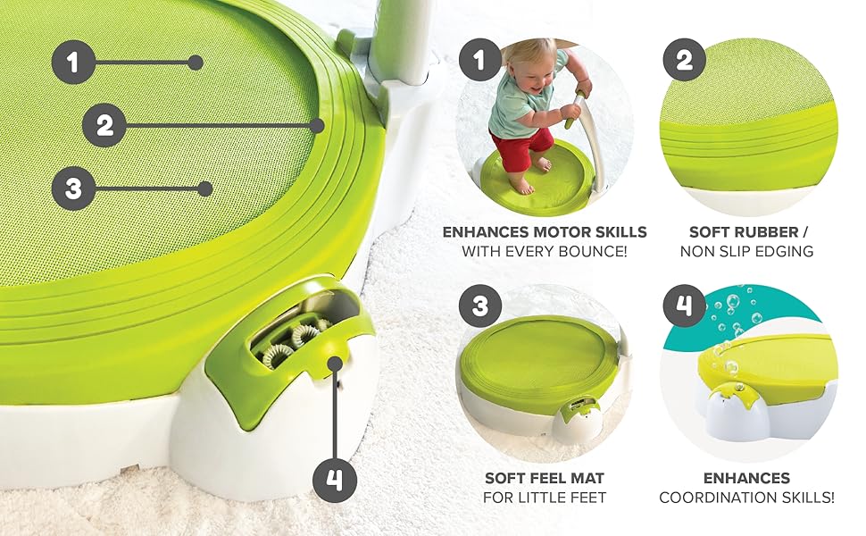 TP Toys Bubble Bouncer Mini Trampoline: Toddler 1-2 Years, Bubbles, Folding Handle