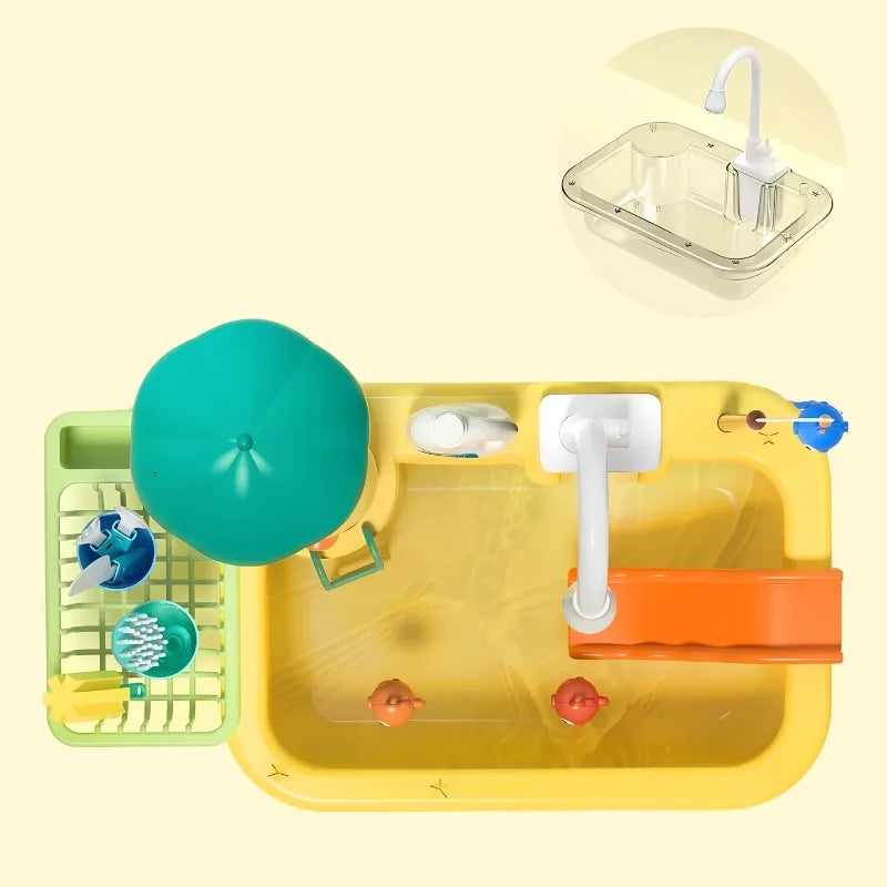 Kidzly Kids Interactive Play Kitchen Sink Toy with Real Running Water