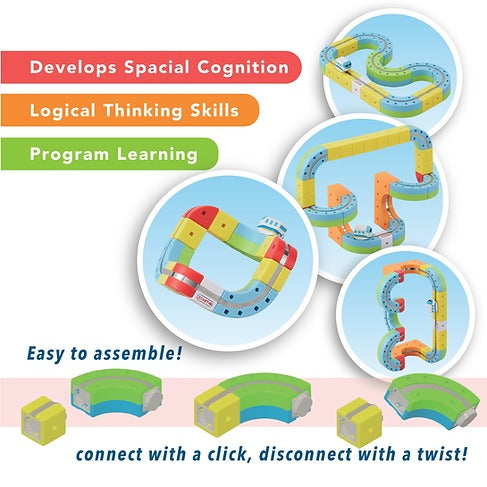 Interactive Magnetic Monorail Track Building Starter Set - 32 Blocks & Mini Train