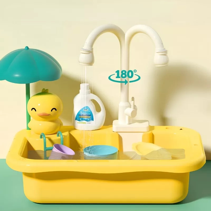 Kidzly Kids Interactive Play Kitchen Sink Toy with Real Running Water