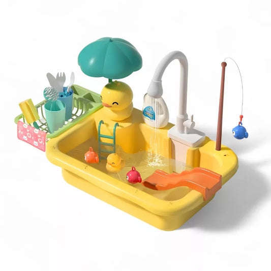 Kidzly Kids Interactive Play Kitchen Sink Toy with Real Running Water